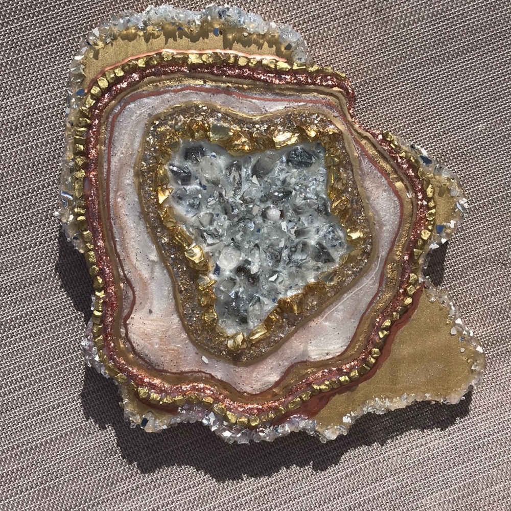 Gold and copper Resin geode
